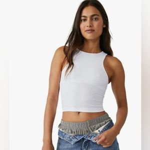 Free people women's white cropped tank top